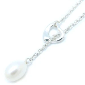 TIFFANY&Co. Open Heart Lariat Silver925 Necklace Pearl /293894 - Picture 1 of 7