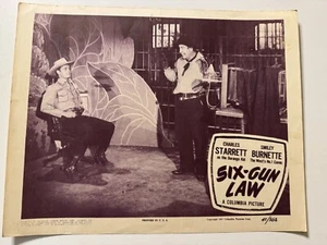 Vtg Lobby Card Six-Gun Law 11”x14"  Western 47/562 Charles Starrett Smiley Burne - Picture 1 of 9