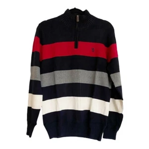 U.S Polo Assn. Striped Cable Knit Quarter Zip Sherpa Neck Mens Sweater Small NEW - Picture 1 of 4