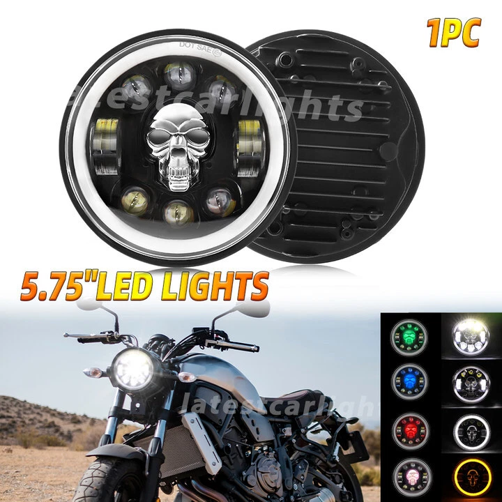 Faro halo LED alto/bajo más brillante RGB DRL 5-3/4" 5,75" pulgadas para lámpara de motocicleta Foto 1 de 4