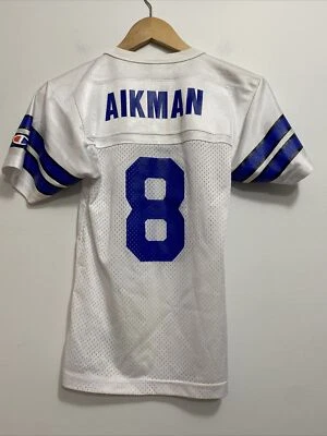 Camiseta deportiva auténtica vintage de los Dallas Cowboys Troy Aikman #8 campeón niños pequeña NFL Foto 1 de 4