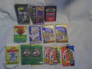 13 1988-1997 TOPPS BIG, SCORE,UD, BOWMAN,PACIFIC SPANISH,BASEBALL UNOPENED PACKS - Picture 1 of 3