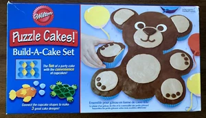 Wilton Puzzle Cake Build A Cake Set Turtle Fish Teddy Bear Silicone Cups - Picture 1 of 3
