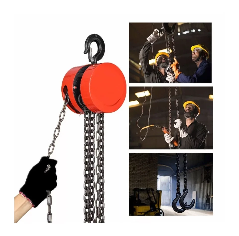 A.M.C. Paranco Manuale Catena 1x3M Portata 1000Kg Verricello Argano Sollevatore