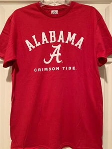 Alabama A Crimson Tide T-SHIRT Adult Short Sleeve Cardinal Red - Picture 1 of 2