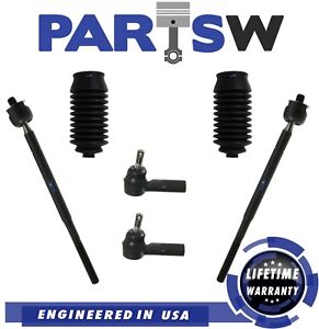 6 Pc Steering Kit for Chevrolet Geo Prizm Corolla Tie Rod Ends With Rack Bellows
