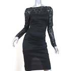 Talbot Runhof Dress Black Lace & Ruched Taffeta Size 36 Long Sleeve Sheath