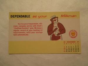 Shell Advertising Postcard Gas Oil 1957 Dependable as your Milkman - Picture 1 of 2