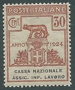 1924 REGNO PARASTATALI CASSA NAZ LAVORO 30 CENT VARIETà LETTERA O MNH ** - M44-8 - Picture 1 of 1