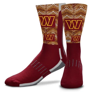 Zubaz X FBF NFL Adult Unisex Washington Commanders Phenom Curve Crew Socks - Picture 1 of 1