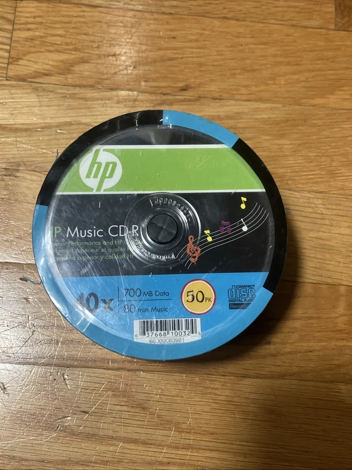 Novo Pacote Selado com 50 Hewlett Packard CD-R 80min 700MB Pacote com Estojo Duplo Fino Novo 50pk - Imagem 1 de 1