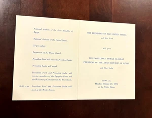 1975 President Ford & President Sadat Official White House Meeting Program 10/27 - Picture 1 of 2