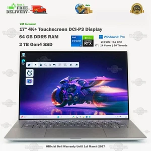 Dell XPS 9730 17″-In 4K+ Touchscreen Laptop 64GB DDR5 RTX 4050 2TB SSD i7-13700H - Picture 1 of 23