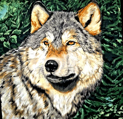 EXCLUSIVE QUILTERS "WOLF SONG " PANEL SOLD BY THE PANEL 3 PANELS - Image 1 of 3