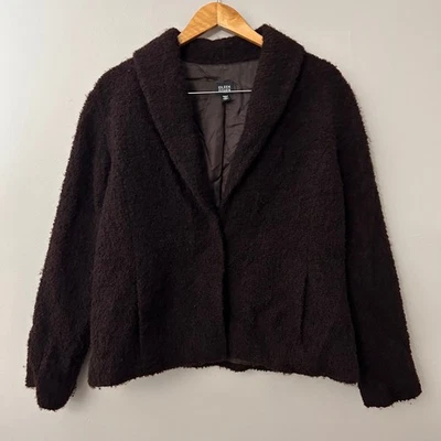 EILEEN FISHER Womens Large Brown Textured Wool Blend Jacket Shawl Collar Classic - Image 1 of 4
