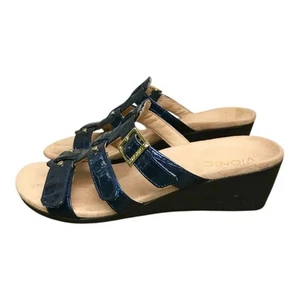 Vionic Radia Keilabsatz Animal Print Lackleder Sandalen Größe 8. - Bild 1 von 9