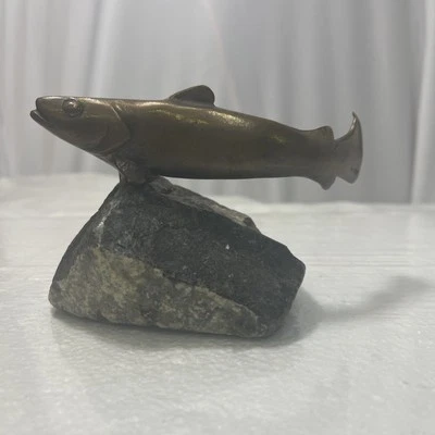 CHARLES REUSSNER Art Deco MCM Bronze Fish Trout Bronze Sculpture Original Rare - Image 1 of 4