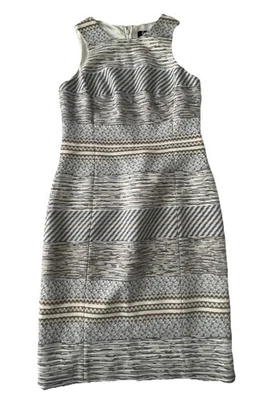 Worth Women’s Sheath Dress Size 0 Blue Textured Cotton Stripe Sleeveless Office - Image 1 of 4