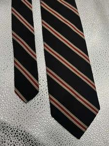 Brooks Brothers Tie Mens Black Red Tan Striped Repp Silk Woven in Italy Necktie - Picture 1 of 3
