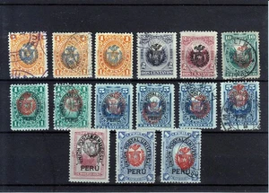 PERU  CHILE  OCCUPATION  1881  15 STAMPS  INCLUD.  HIGH VALUES - Picture 1 of 1