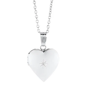 Amazon Essentials Mädchen poliert Zirkonia Herz Medaillon Halskette Silber 15" - Bild 1 von 9