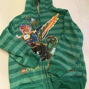 Boys Lego Chima Hooded Sweatshirt Size 5/6 Zip Up Green Charge Like Animals - Picture 1 of 9