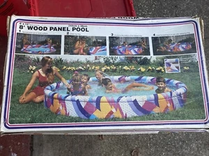 NOS Vintage 90s Intex Wet Set Inflatable 8' Kiddie Pool "Wood Panel" - Picture 1 of 6