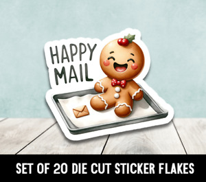 Cute Happy Mail Gingerbread Man Die Cut Stickers Happy Mail -  Set of 20