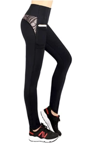 Womens Capri Leggings with Pockets Yoga Pants Sports Gym exercise Workout Athlet - Picture 1 of 16