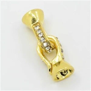 BRASS RHINESTONE FOLD OVER CLASPS,GOLDEN,SIZE:25X8X7.5MM,HOLE:6MM,4PCS 1LOT - Picture 1 of 1