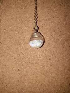 Handmade Gold Crystal Ball Necklace w/ White stars inside.  Gift, present - Picture 1 of 3