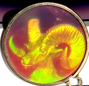 Holograma vintage de vidrio mágico DCG Aries Ram Zodiac arte 3D bisel dorado años 80 - Imagen 1 de 24