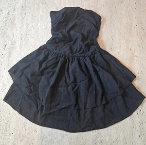 Cider Black Strapless Tube Ruched Ruffle Mini Dress, Size Small - Picture 1 of 5