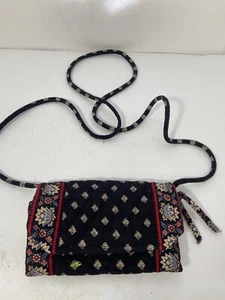 VERA BRADLEY Clásico Negro Patrón Triple Bandolera Cartera EXCELENTE - Imagen 1 de 7