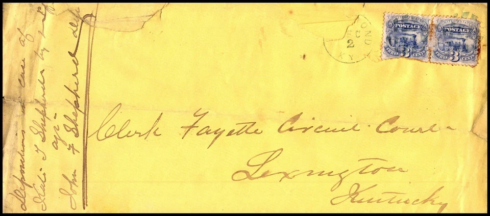 EDSROOM-80 DAMAGED  RICHMOND  TO LEXINGTON KY PAIR SCOTT 114 C 1870 - Image 1 of 1