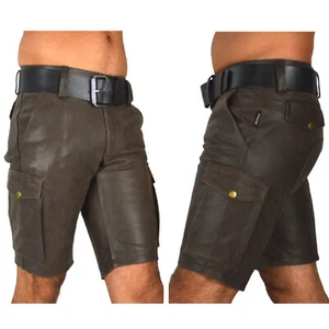 awanstar 547 Antik Cargo Ledershorts leder shorts,Leder Shorts,lederhose - Picture 1 of 8