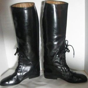 Calvin Klein 1990s Knee High Boots~Leather In/Out~Black~6 B,M Italy FINAL PRICE - Picture 1 of 11