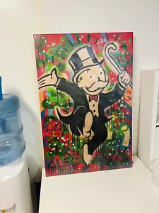 Alec Mr Monopoly Glow In The Dark Print On Canvas 24x36” Custom By Inkdrop - Picture 1 of 8