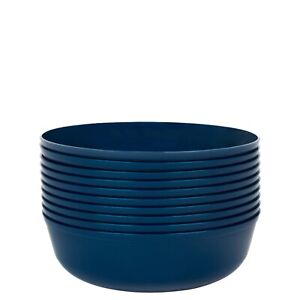 16oz Disposable Fancy Round Navy Blue Plastic Soup Bowls Edge Collection 50pcs