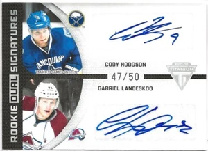 2011-12 Panini Titanium Rookie Dual Signatures Cody Hodgson Gabriel Landeskog /50 - Bild 1 von 2