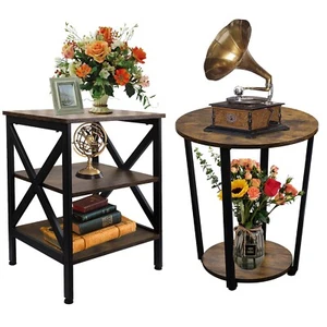 Cerbior Nightstand with Drawer Open Storage Shelves, Bedside End Table Brown - Picture 1 of 17