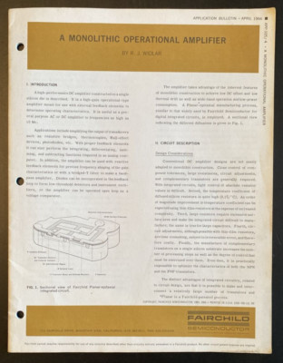 Vtg Fairchild Semiconductor Monolithic Operat...