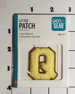 Yellow Letter "Q" Patch Embroidered Chenille Self Adhesive Alphabet Uniform - Picture 1 of 1