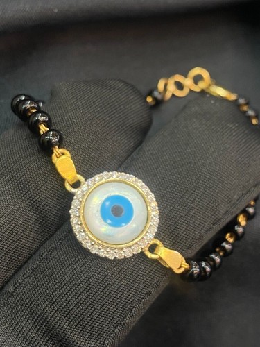 VALENTINO Bracciale Mangalsutra Malocchio Diamanti Brillanti Tondo 0 35 Cts Veri In Oro 14K