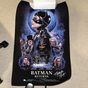 Michael Keaton Michelle Pfeiffer Signed Batman Returns Poster Gilcee 16x24 Mondo - Picture 1 of 6