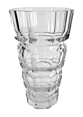  БОЛЬШАЯ многосторонняя чешская ваза-мозер в стиле ар-деко из хрусталя.  БЕЗ МАРКИРОВКИ  - Изображение 1 из 4