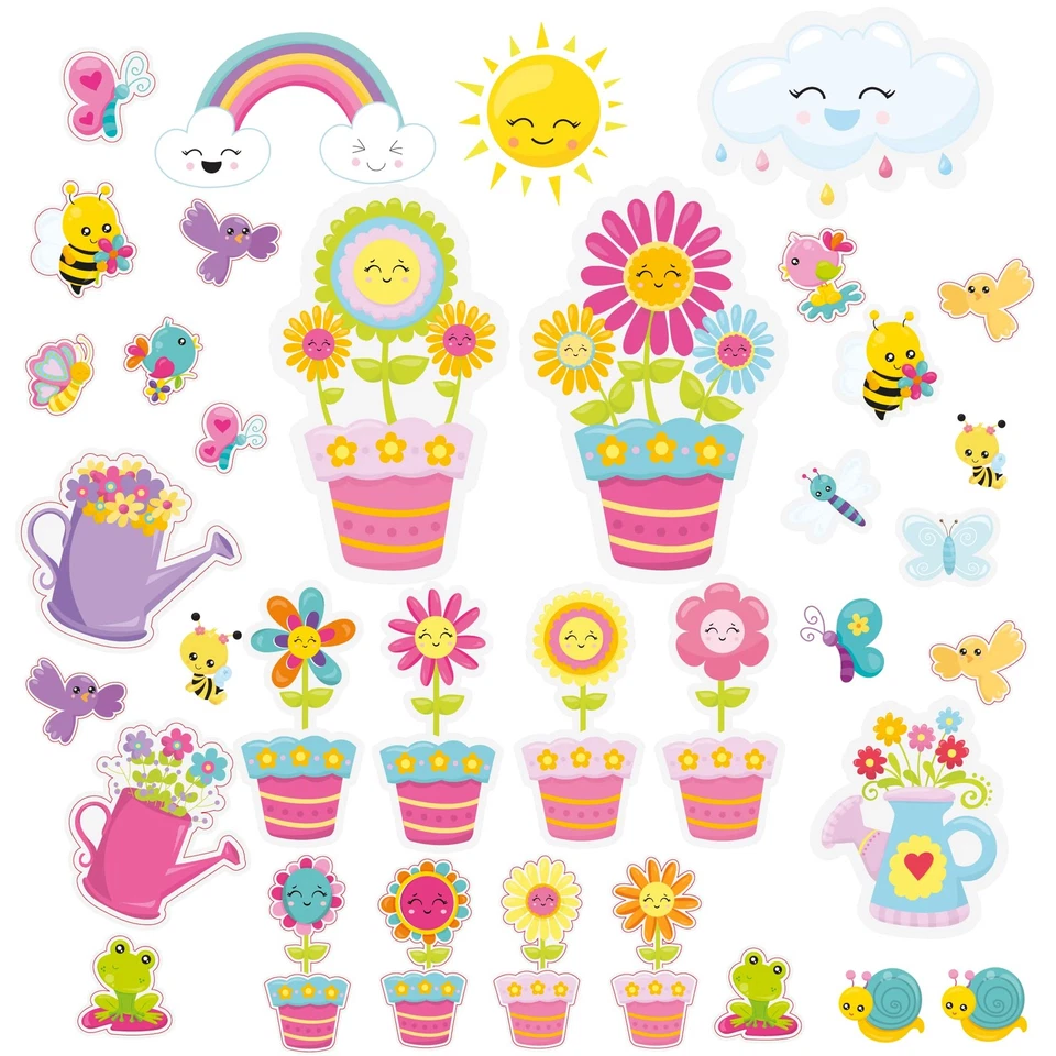 44 piezas Flores Primavera Verano Recortes Tablón de anuncios Decoraciones para niños + Sti... Foto 1 de 4