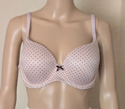 Sutiã Victoria's Secret Demi forrado preto rosa bolinhas tamanho 38C - Imagem 1 de 4