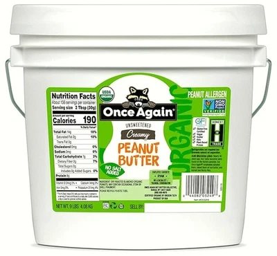 Una vez más mantequilla de maní cremosa orgánica 9 lb cubo sin sal vegano sin azúcar Foto 1 de 4