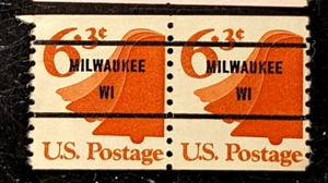 SCOTT # 15187 - PAIR OF PRECANCELED MILWAUKEE , WIS 6 CENT STAMPS VF CONDITION - Picture 1 of 1